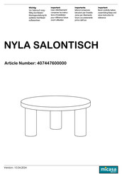 Micasa NYLA 407447600000 Bedienungsanleitung