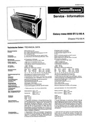 Nordmende Galaxy mesa 9000 ST/2.100 A Serviceinformation