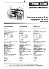 Nordmende Discocorder RK 4186 Serviceinformation