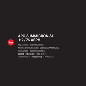 Leica APO-SUMMICRON-SL 1:2/75 ASPH. Anweisungen