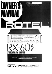 Rotel RX-603 Bedienungsanleitung