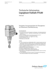 Endress+Hauser Liquiphant FailSafe FTL80 Technische Information