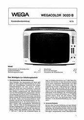 Wega WEGACOLOR 3020 B Kundendienstanleitung