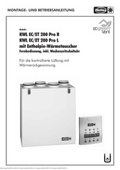 Helios EC green Vent KWL ET 200 Pro R Installations- Und Betriebs-Anleitung