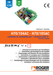 Roger Technology H70/105AC Anweisungen Und Hinweise Für Den Installateur