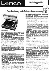 Lenco L 78 Benutzerhandbuch