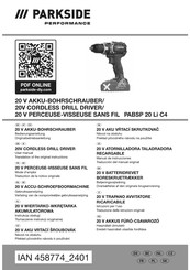 Parkside Performance PSSAP 20 Li C4 Bedienungsanleitung Und Originalbetriebsanleitung