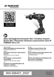 Parkside Performance PSBSAP 20-Li C3 Originalbetriebsanleitung