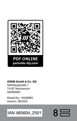 Parkside HG08983 Montage-, Bedienungs- Und Sicherheitshinweise