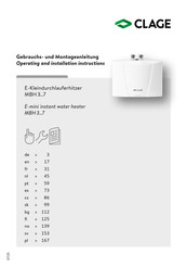clage MBH7 Gebrauchs- Und Montageanleitung