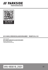 Parkside Performance 485618 2501 Bedienungsanleitung