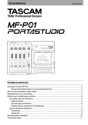 Tascam Portastudio mf-p01 Kurzreferenz