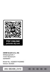 Parkside HG08982 Bedienungs- Und Sicherheitshinweise