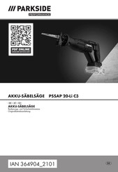 Parkside Performance PSSAP 20-Li C3 Bedienungs- Und Sicherheitshinweise Originalbetriebsanleitung