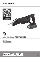 Parkside Performance PSSAP 20-Li D5 Originalbetriebsanleitung
