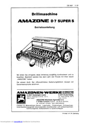 Amazone D 7 SUPER S Betriebsanleitung