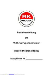 WAKRA Dicorona BS259 Betriebsanleitung