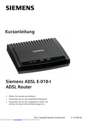 Siemens ADSL E-010-I Kurzanleitung