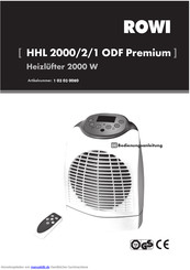 rowi HHL 2000/2/1 ODF Premium Bedienungsanleitung