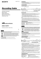 Sony walkman WMC-NWR1 Bedienungsanleitung