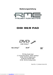 RME Audio DIGI 96/8 PAD Bedienungsanleitung