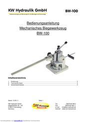 KW Hydraulik BW-100 Bedienungssanleitung