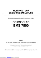 Solareg ii ORIONSOLAR EMS 7800 Handbücher | ManualsLib