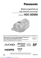 Panasonic HDC-SD600 Bedienungsanleitung