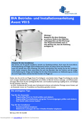 Pluggit Avent V015 Betriebs Und Installationsanleitung