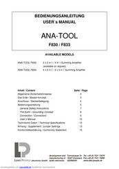 Syntax ANA-TOOL F830 Bedienungsanleitung