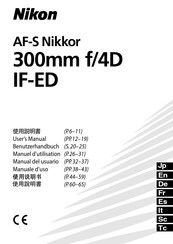 Nikon AF-S Nikkor 300mm f/4D IF-ED Benutzerhandbuch