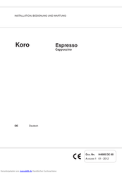 N&W Global Vending Koro Espresso Cappuccino Installation, Betrieb Und Wartung