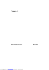 AEG Electrolux E30002-5 Benutzerinformation