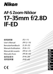 Nikon AF-S Zoom-Nikkor ED17-35mm f/2.8D IF Benutzerhandbuch