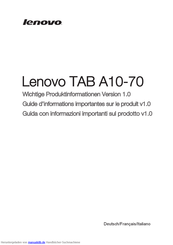 Lenovo TAB A10-70 Produkthandbuch