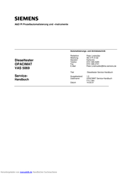 Siemens OPACIMAT VAS 5069 Servicehandbuch