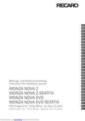 RECARO Monza Nova 2 Montage- Und Gebrauchsanleitung