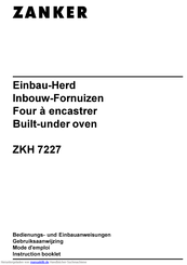 ZANKER ZKH 7227 Einbau- Und Bedienungsanleitung