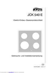 Juno JCK 540 E Gebrauchs- Und Installationsanweisung