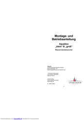 Spartherm Aquabox groß Montage- Und Betriebsanleitung