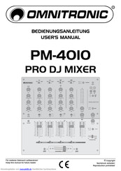 Omnitronic PM-4010 PRO DJ MIXER Bedienungsanleitung