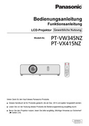 Panasonic PT-VX415NZ Bedienungsanleitung