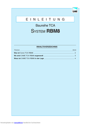 CAME RBM8 Einleitung