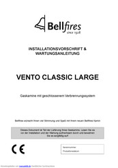 Bellfires VENTO CLASSIC LARGE Installationsvorschrift Und Wartungsanleitung
