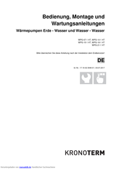Kronoterm WPG-15-1 HT Bedienung, Montage Und Wartungsanleitungen