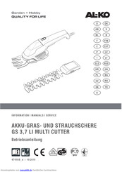 AL-KO GS 3,7 LI MULTI CUTTER Gebrauchsanleitung