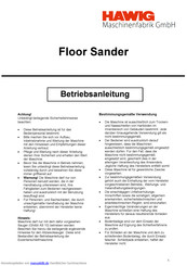 HAWIG Floor Sander Betriebsanleitung
