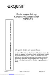 Exquisit TK805-7.1 Bedienungsanleitung