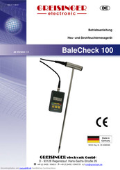 GREISINGER BaleCheck 100 Betriebsanleitung