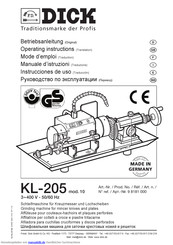 Dick KL-205 Betriebsanleitung